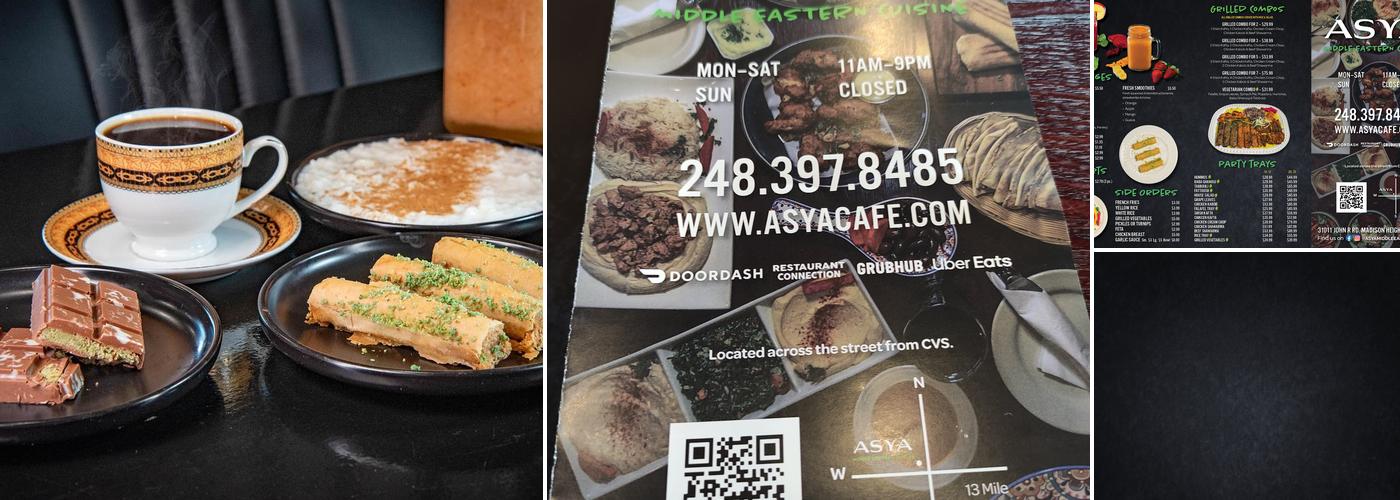 Asya Middle Eastern Cuisine Menu