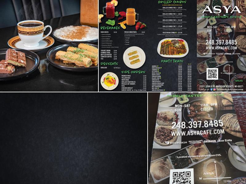 Asya Middle Eastern Cuisine Menu