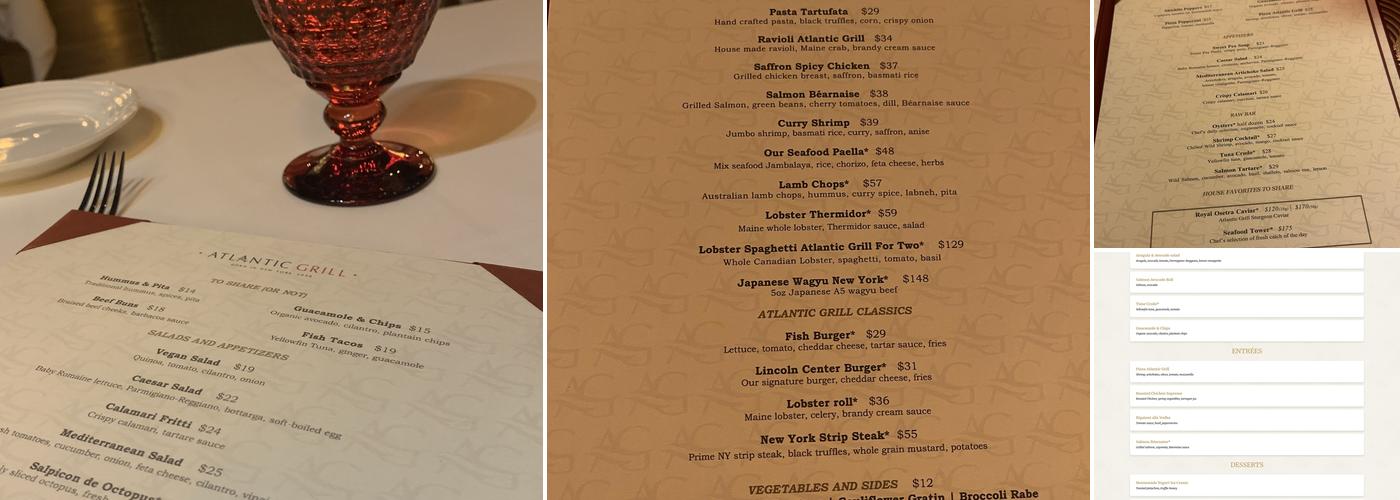 Atlantic Grill Menu