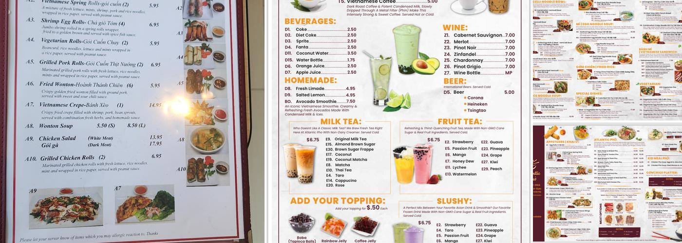 Atlantic Pho Menu