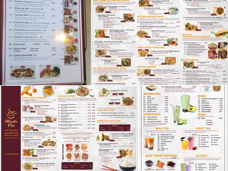 Atlantic Pho Menu