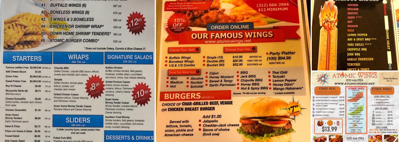 Atomic Wings Menu