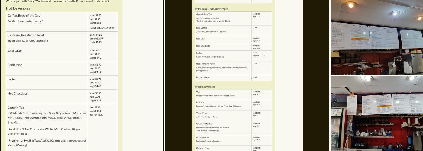 Austin's Coffee Menu