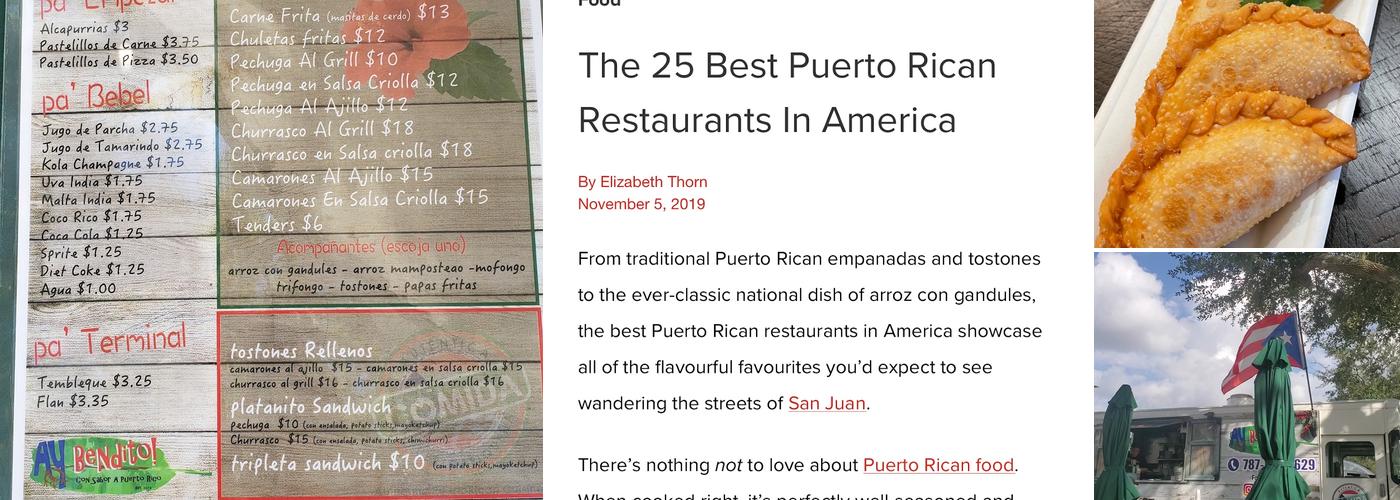 Ay bendito Con Sabor a Puerto Rico Menu