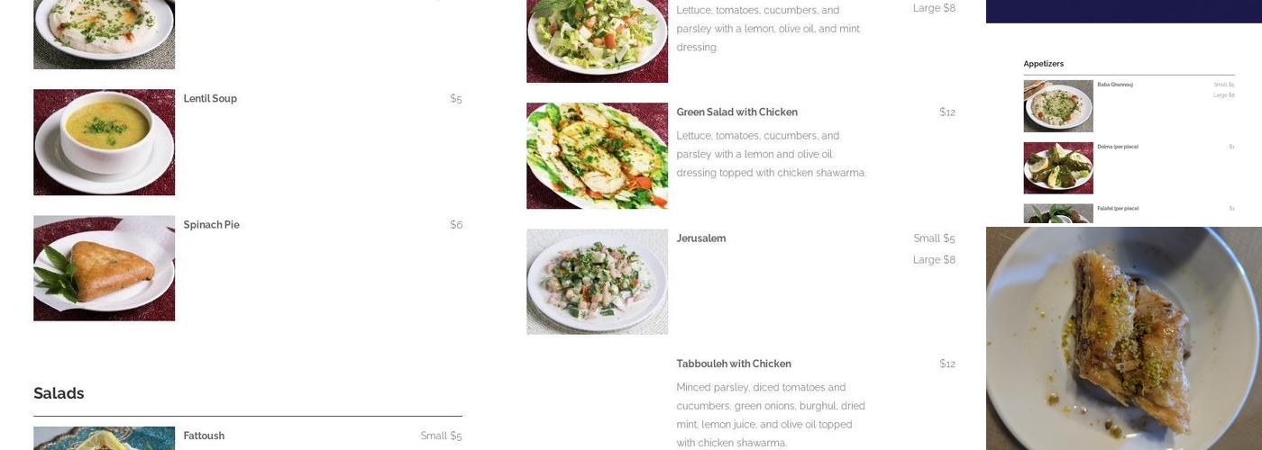 Baba Pita - Middle Eastern Scratch Kitchen and Bakery Menu