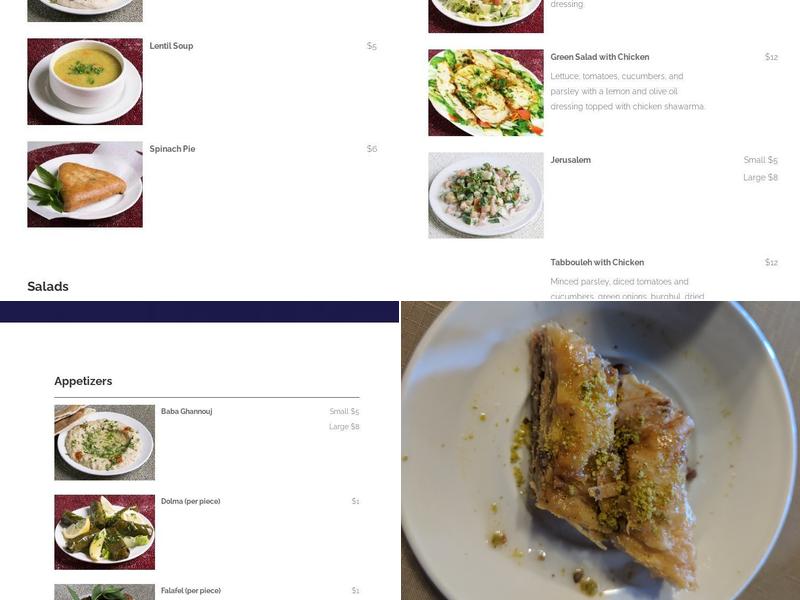 Baba Pita - Middle Eastern Scratch Kitchen and Bakery Menu