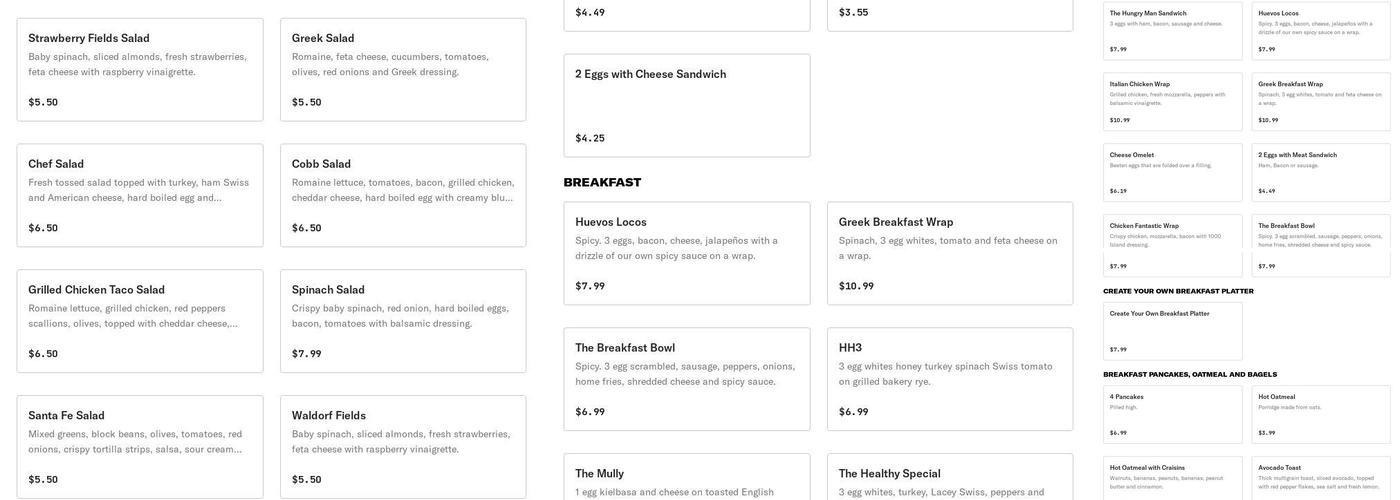 Back Country Deli Menu