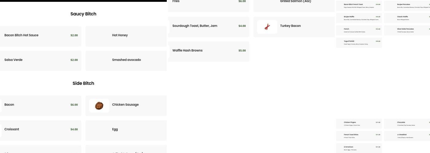Bacon Bitch Menu