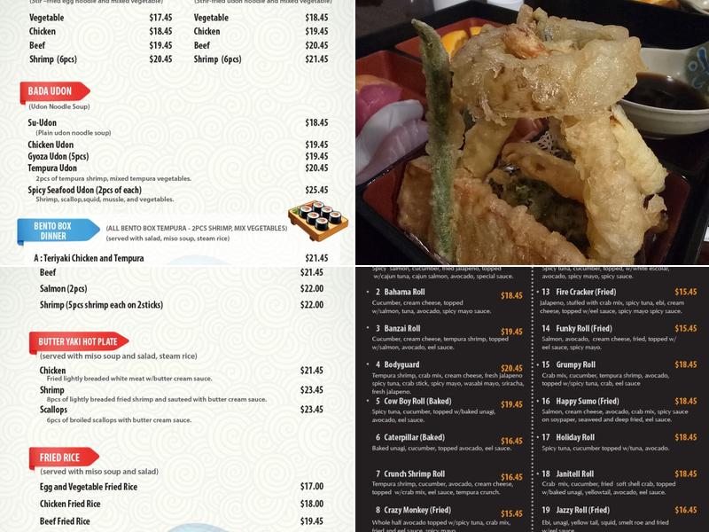 Bada Japanese Restaurant Menu