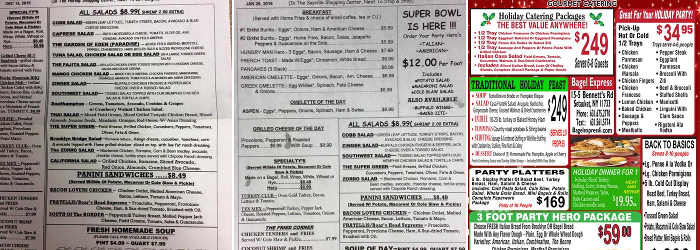 Bagel Express Menu