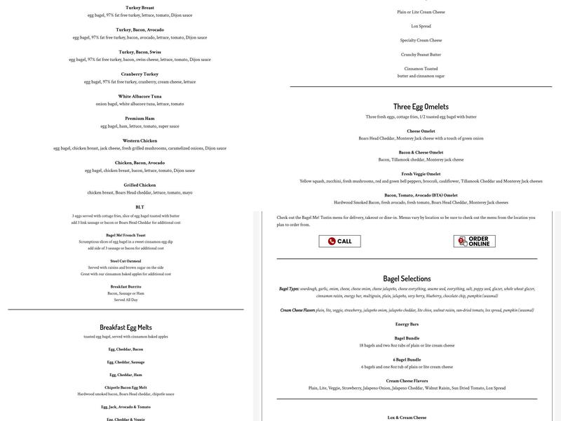 Bagel Me! Menu
