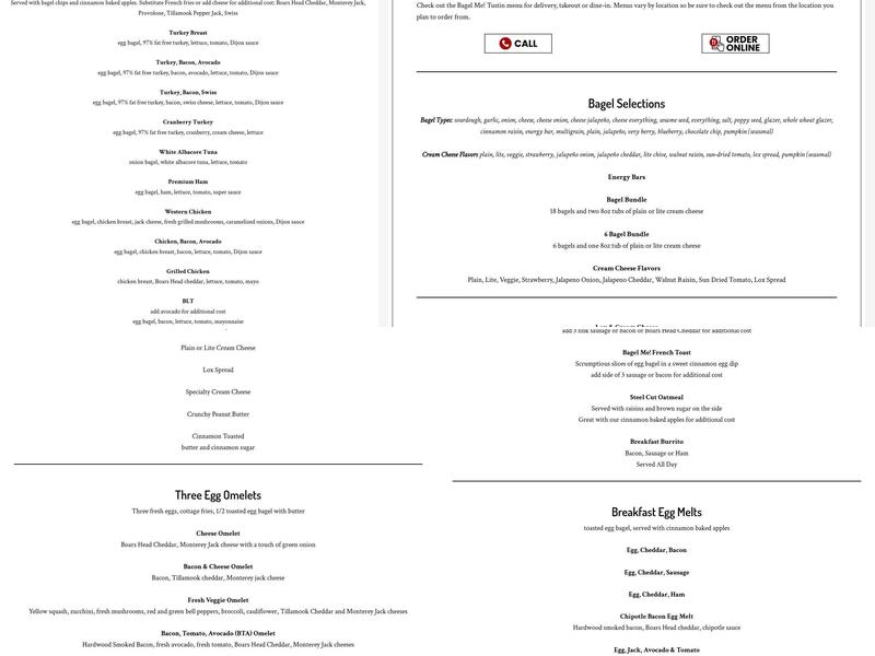 Bagel Me! Menu