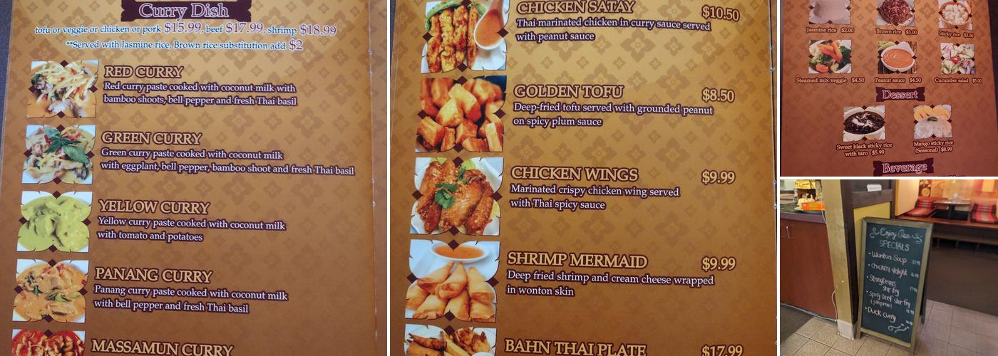 Bahn Thai restaurant Menu