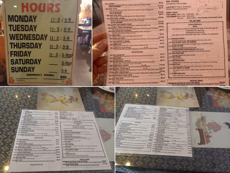 Bai Thong Menu
