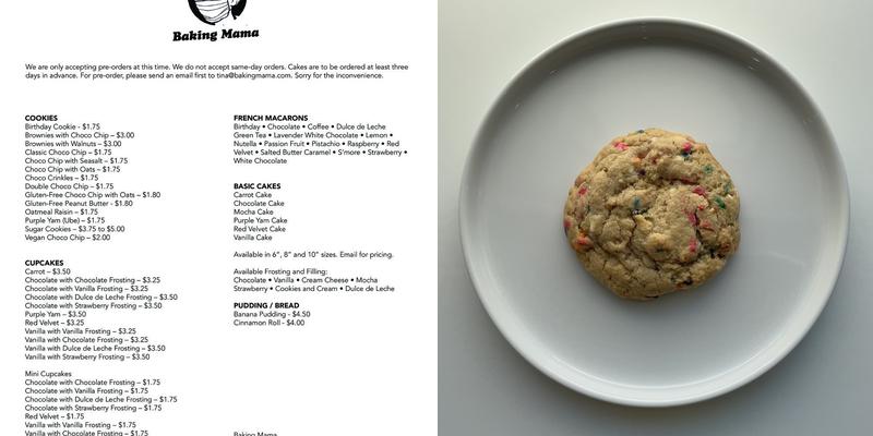 Baking Mama Menu