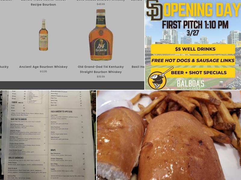 Balboa's Tap House Menu