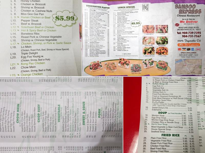 Bamboo Express Menu