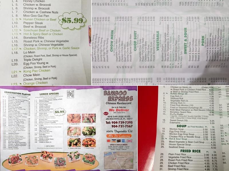 Bamboo Express Menu