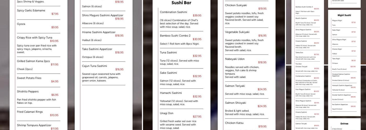 Bamboo Fish Menu