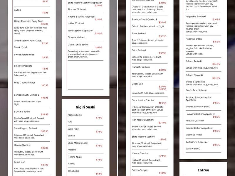 Bamboo Fish Menu