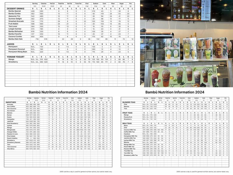 Bambu Desserts & Drinks Menu