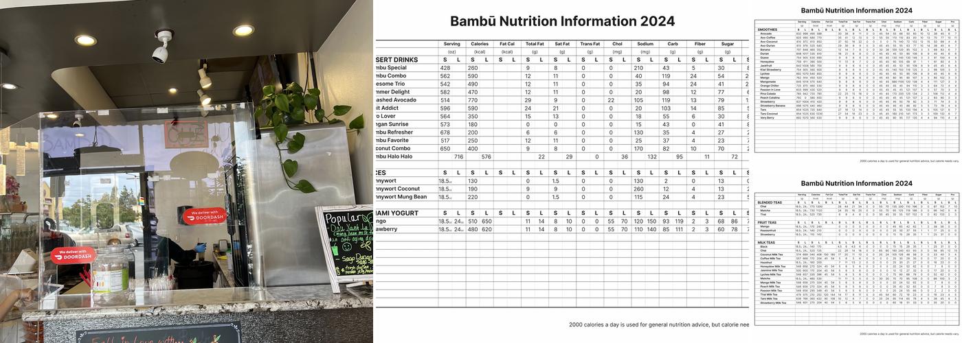 Bambu Desserts and Drinks Menu