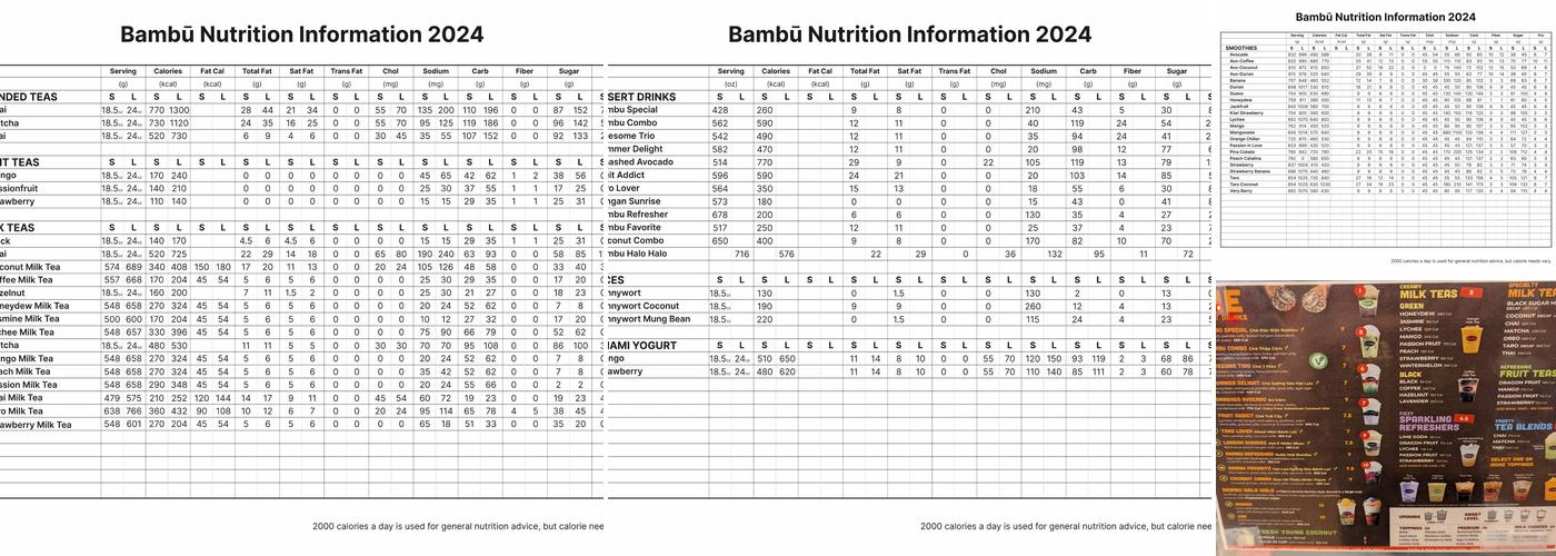BAMBŪ Desserts & Drinks Menu