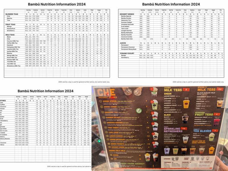 BAMBŪ Desserts & Drinks Menu