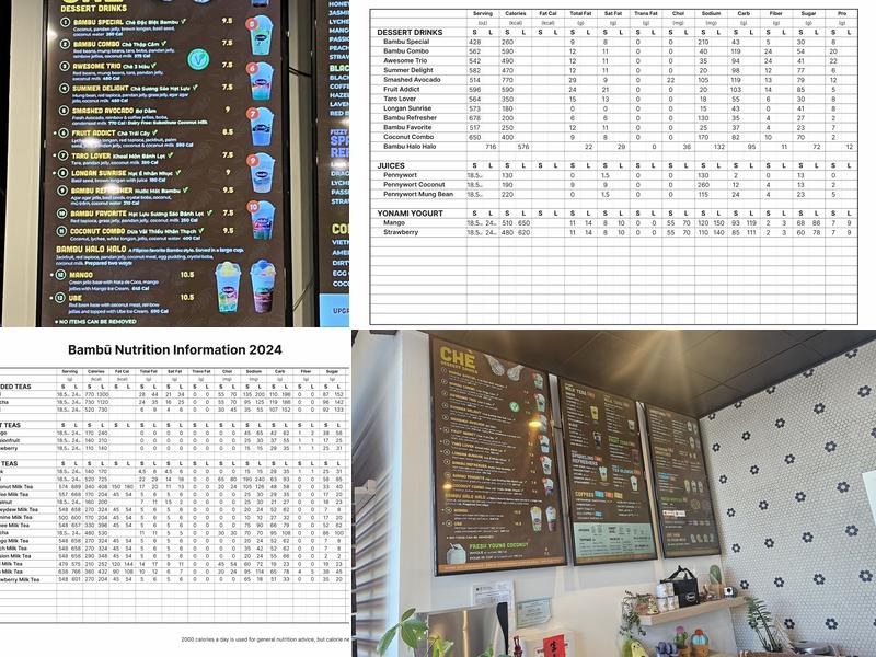 Bambu Desserts & Drinks Menu