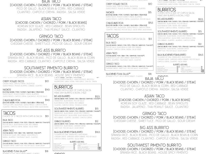 BANDITO BODEGA Menu