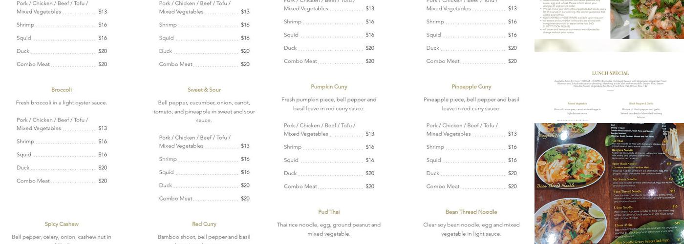 Bangkok Cuisine Express Menu