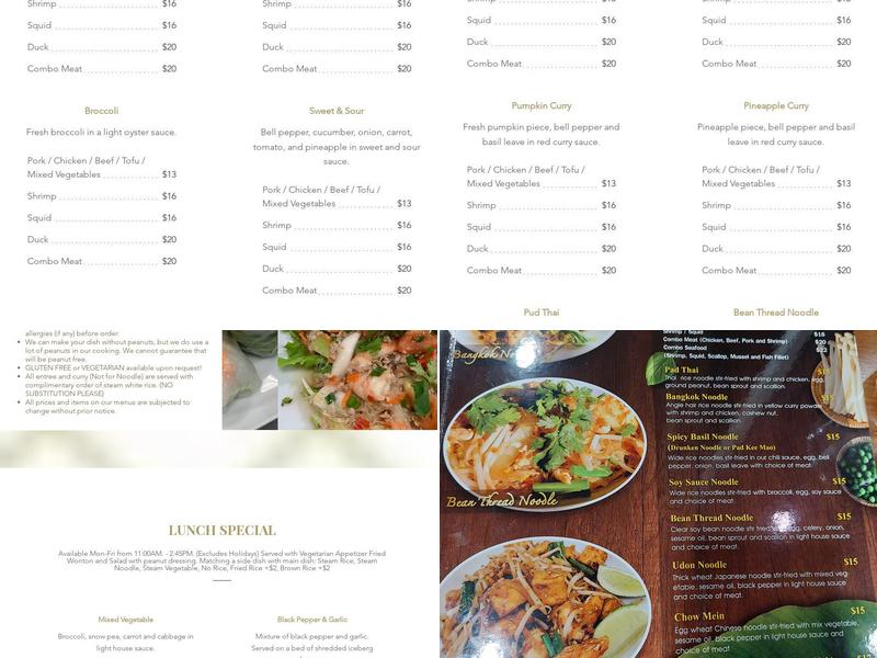 Bangkok Cuisine Express Menu