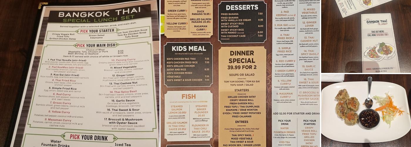 Bangkok Thai Restaurant Menu
