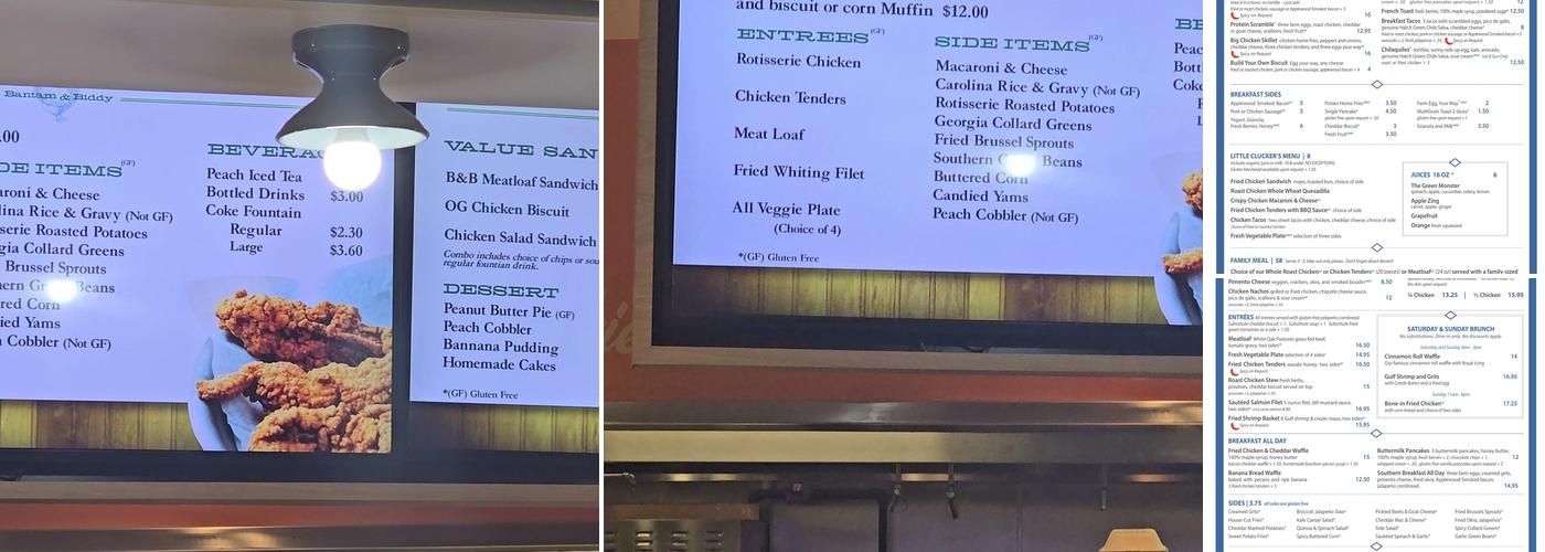 Bantam + Biddy Menu
