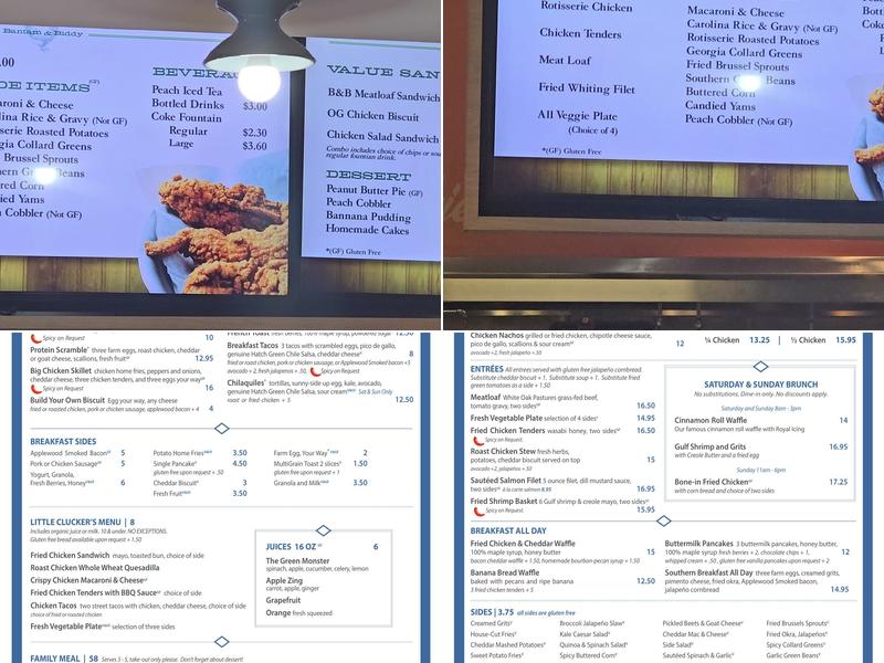 Bantam + Biddy Menu