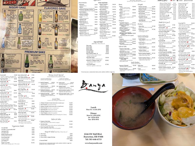 Banya | Japanese Restaurant Menu
