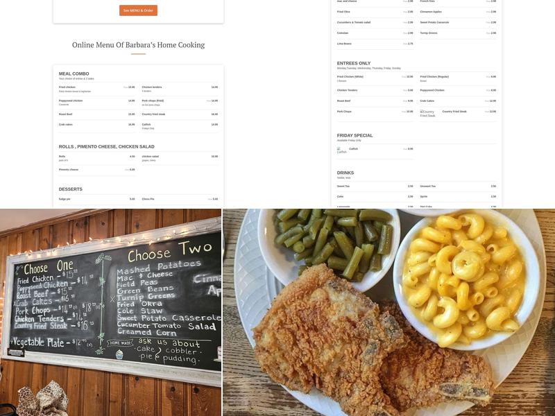 Barbara’s Home Cooking Menu