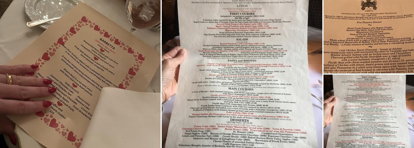 Barbetta Menu