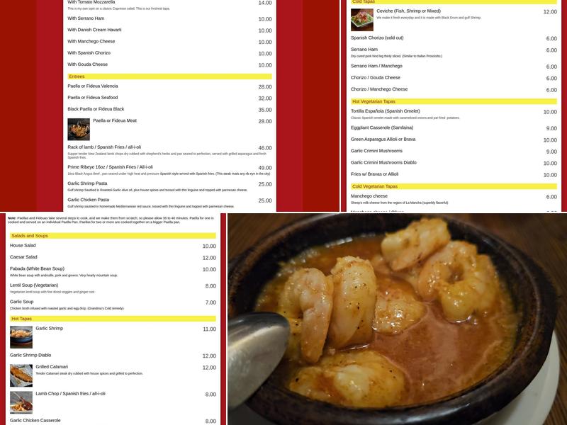 Barcelona Tapas Menu