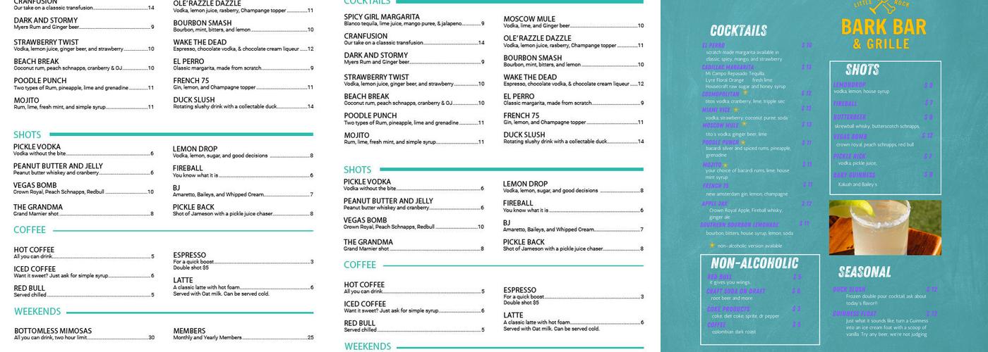 Bark Bar Menu