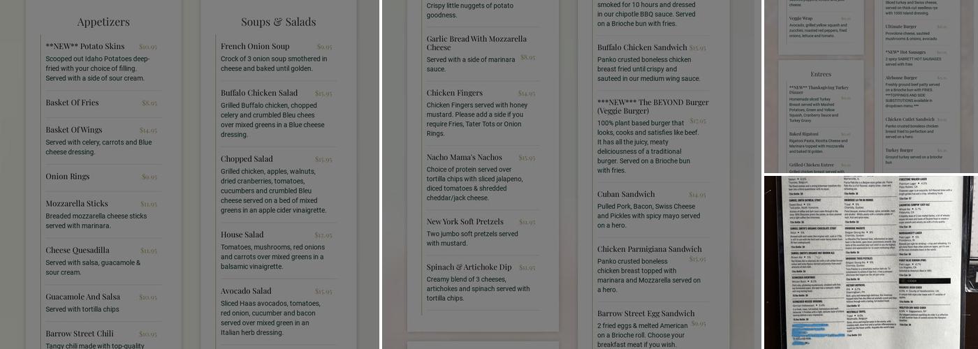 Barrow Street Ale House Menu