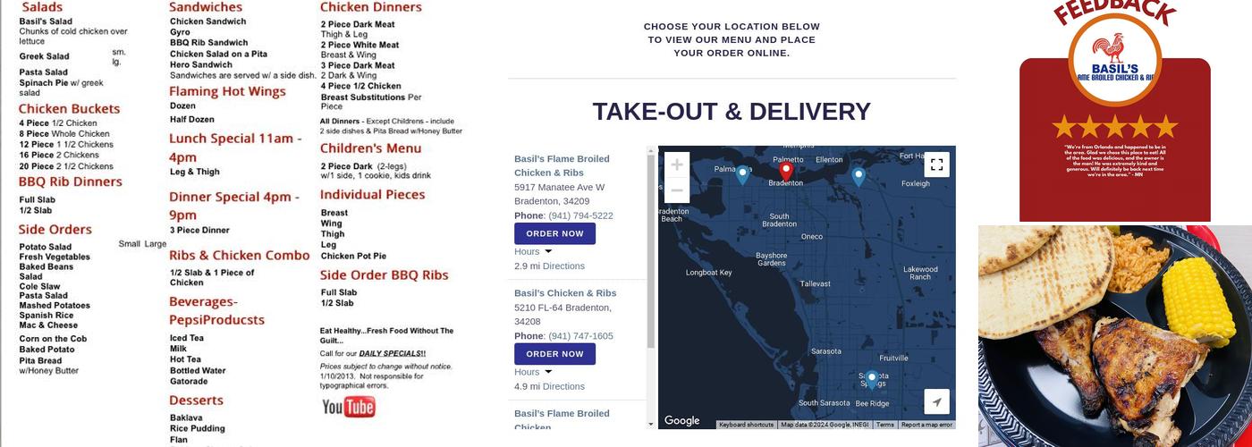 Basil's Chicken & Ribs Menu