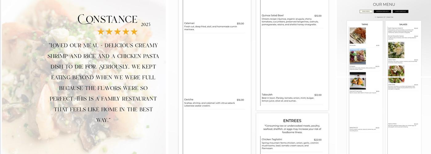 Basil's Restaurant & Tapas Bar Menu