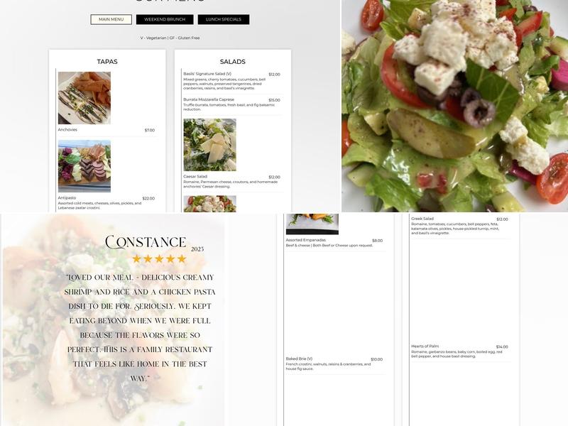 Basil's Restaurant & Tapas Bar Menu