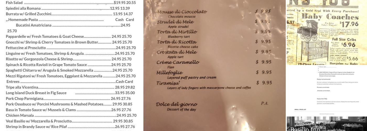 Basilio Inn Menu