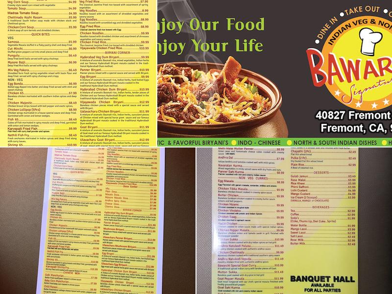 Fremont Bawarchi Menu
