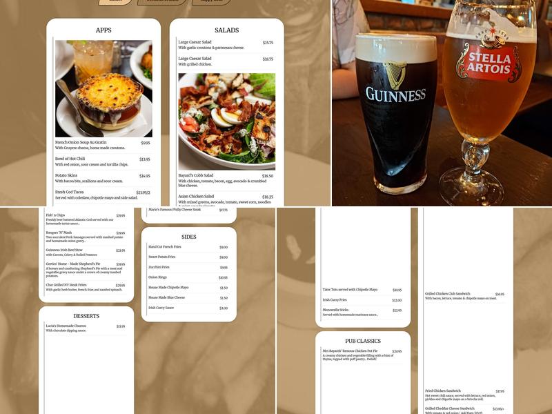 Bayard's Ale House Menu