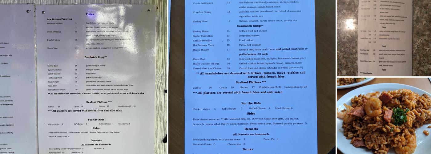 Bayou Bistro Menu