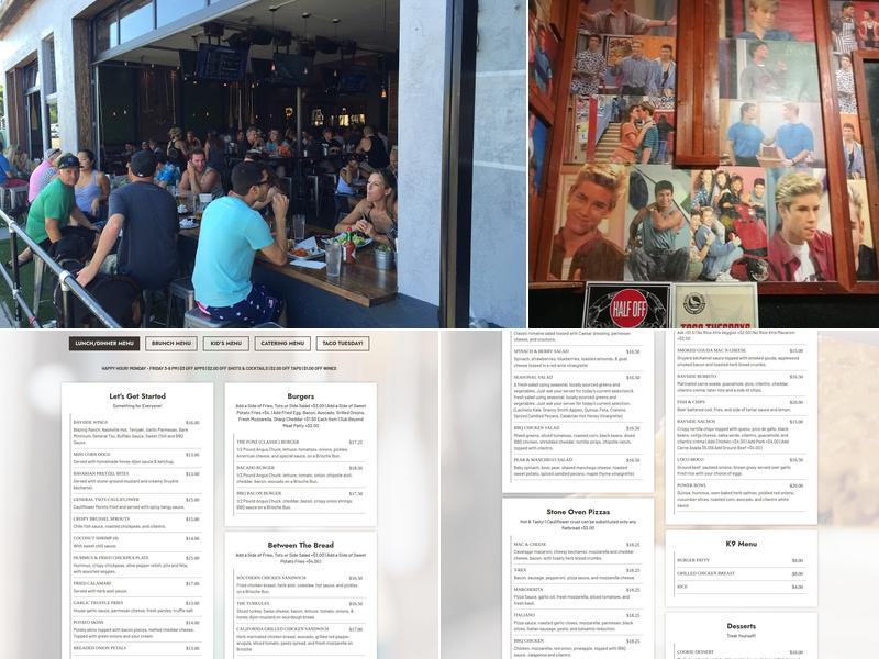 Bayside Landing Menu