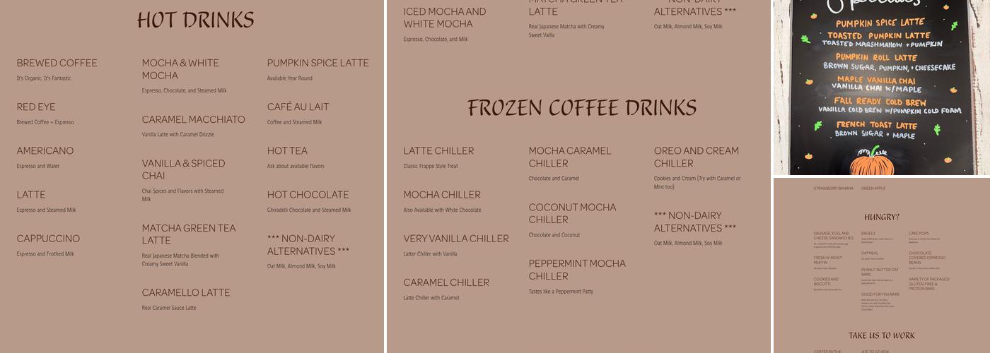 BeanThru Menu